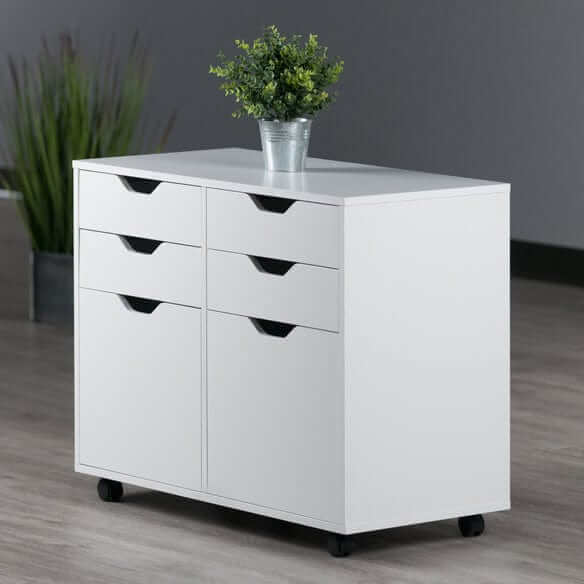 Winsome Halifax 2-Door, 4-Drawer White Mobile Cabinet 10622