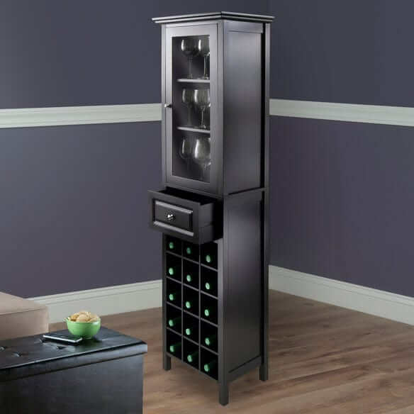 Winsome Burgundy Black 15 bottle Wine Display Tower 20667