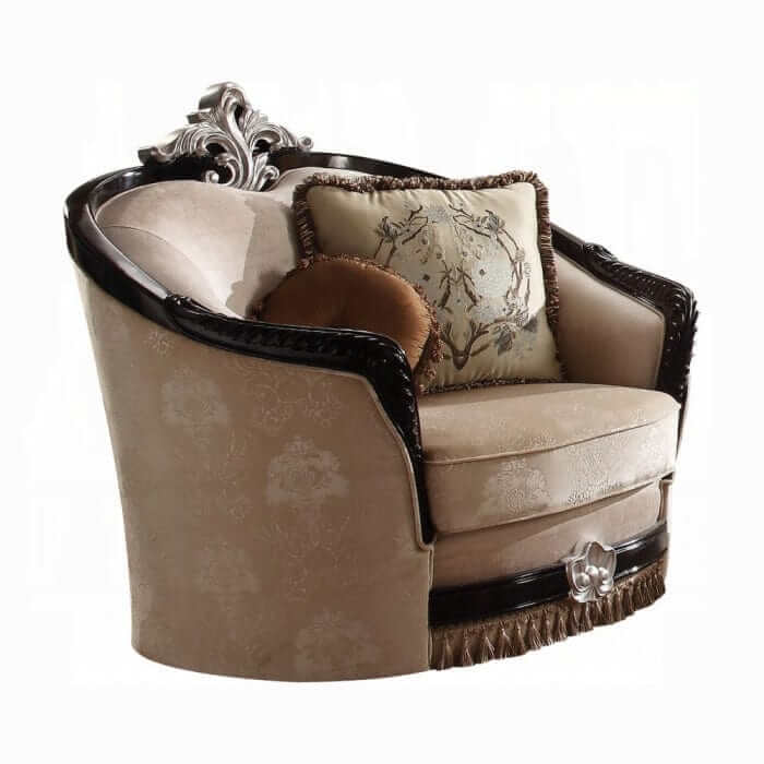 ACME Ernestine Tan Fabric & Black Chair w/2 Pillow 52112