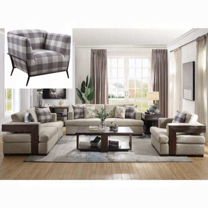 ACME Niamey II Pattern Fabric & Metal Accent Chair 59725