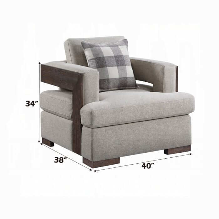 ACME Niamey Fabric & Walnut Chair w/1 Pillow 54852