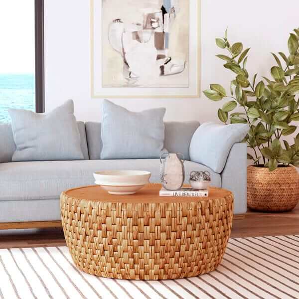Butler Specialty Captiva Round Natural Rattan Drum Coffee Table 5695404
