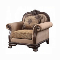 ACME Chateau De Ville Fabric & Espresso Chair w/Pillow 58267