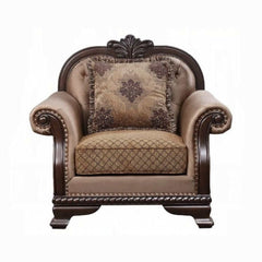 ACME Chateau De Ville Fabric & Espresso Chair w/Pillow 58267