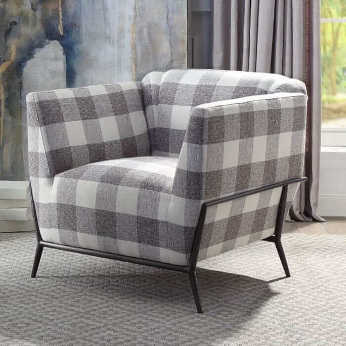 ACME Niamey II Pattern Fabric & Metal Accent Chair 59725