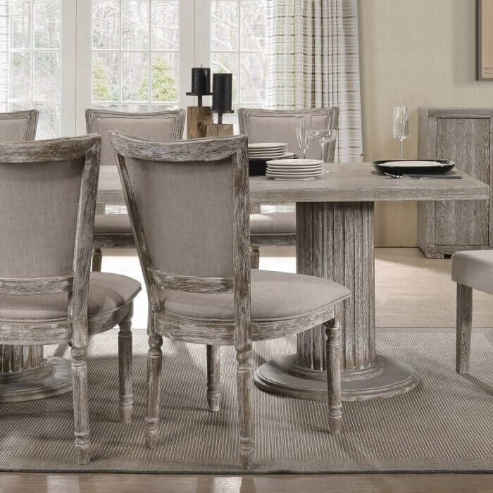 ACME Gabrian Two-tone Beige Fabric Reclaimed Gray Side Chair (Set-2) 60172