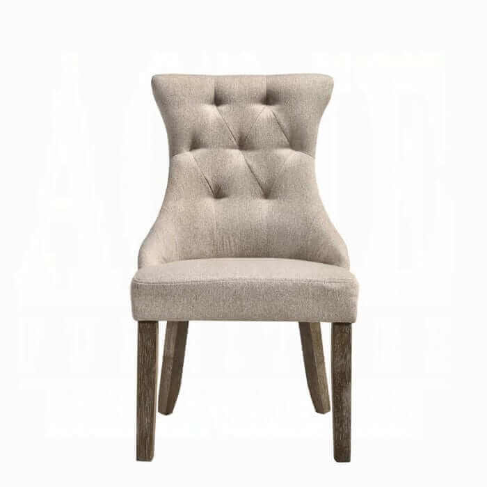 ACME Gabrian Two-tone Beige Fabric Reclaimed Gray Set-2 Side Chair 60173