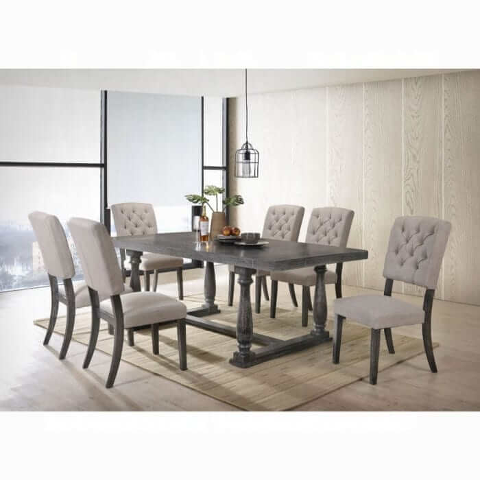 ACME Bernard Weathered Gray Oak Finish Dining Table 66190