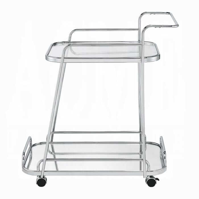 ACME Aegis Clear Glass & Chrome Serving Cart 98217