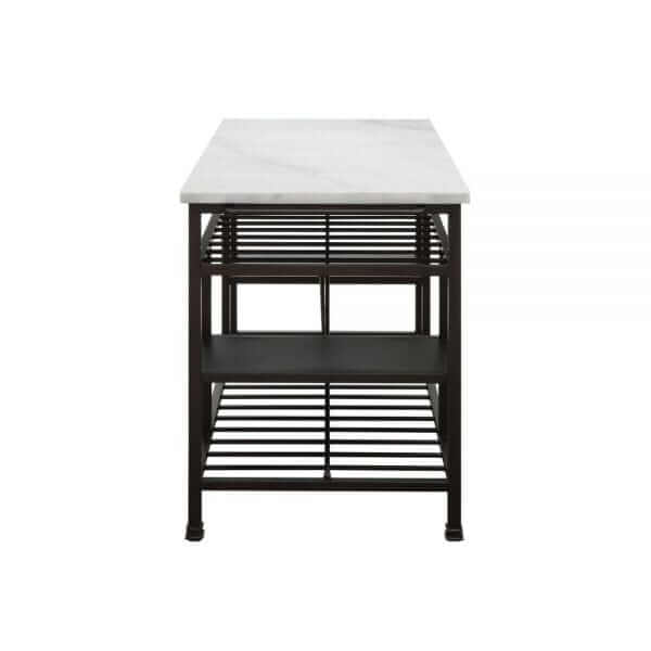 ACME Lanzo Marble & Antique Pewter Kitchen Island 98400