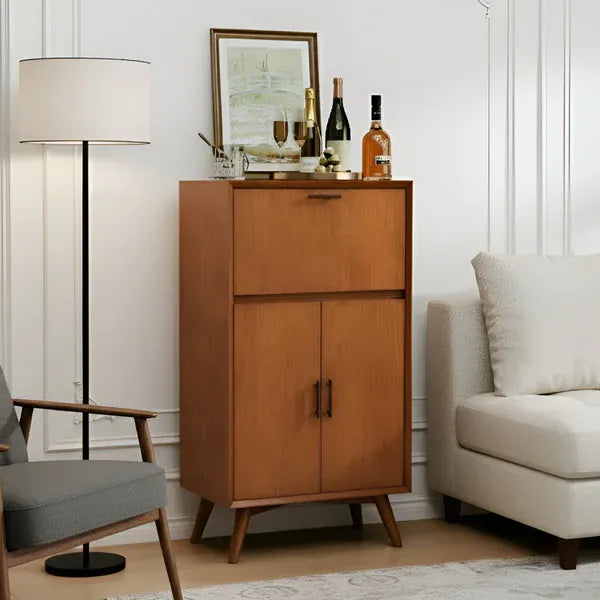 Alpine Furniture Flynn Acorn Large Bar Cabinet w/Drop Down Tray 966-16