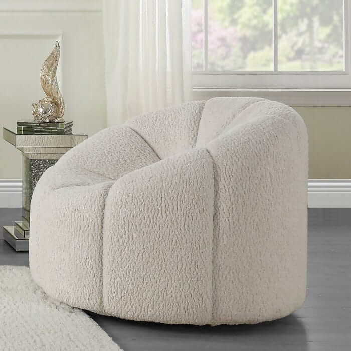 ACME Osmash White Teddy Sherpa Chair w/Swivel LV00230