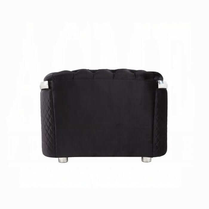 ACME Pyroden Black Velvet & Chrome Chair LV00298