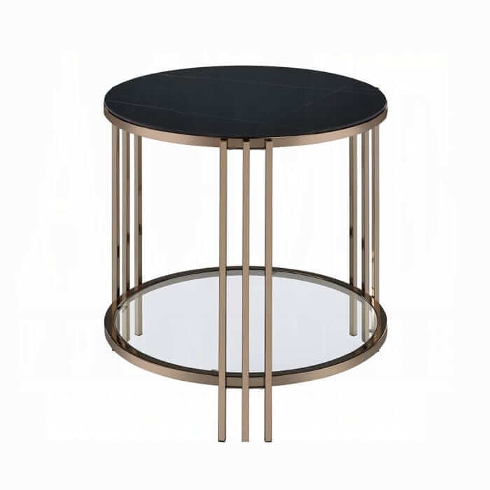 ACME Zaidee End Table Sintered Stone & Champagne Finish LV02816