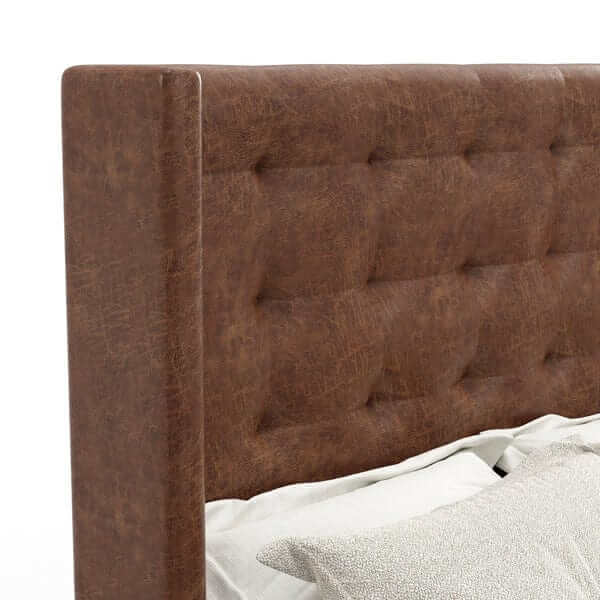 Alpine Furniture Mundo Brown Upholstered Standard King Platform Bed 1196EK