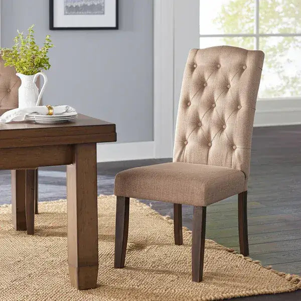 Alpine Furniture Grey Newberry Set of 2 Button Tufted Parson Chairs 1468-23