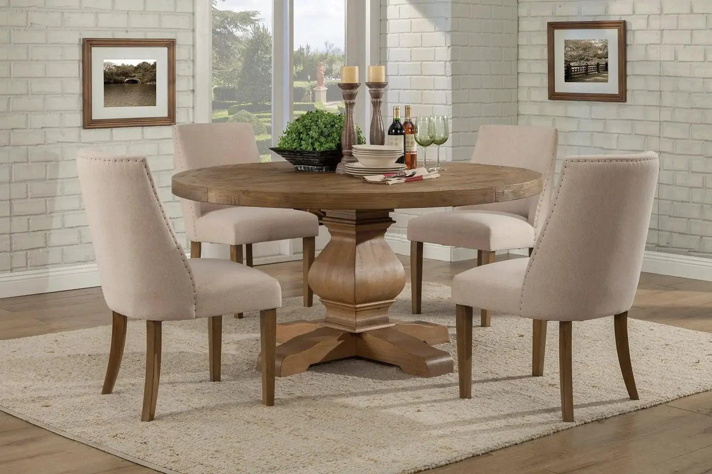 Alpine Furniture Natural Kensington Set of 2 Upholstered Parson Chairs 2668-02