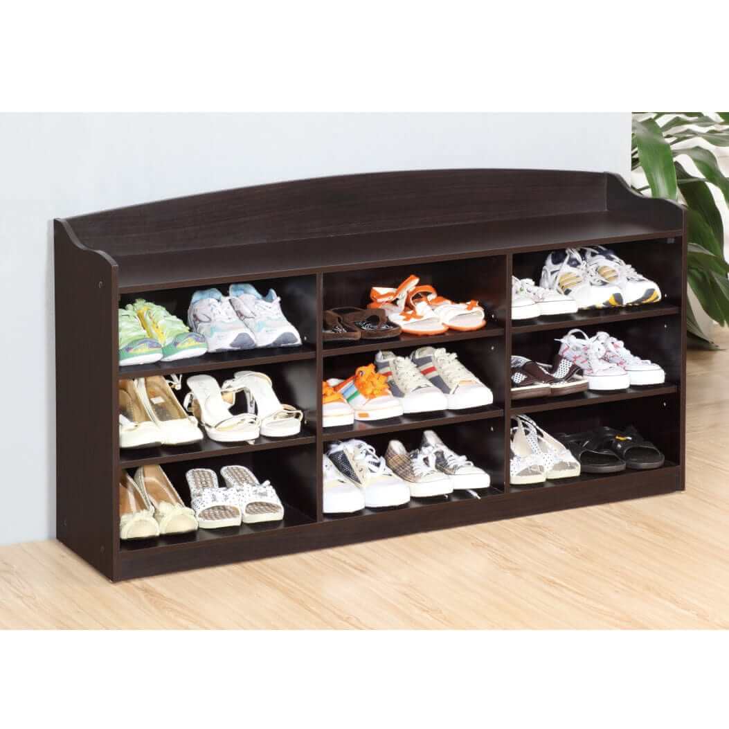 ID International Red Cocoa 9-Shelf Entry Bench-Show Cabinet 29272