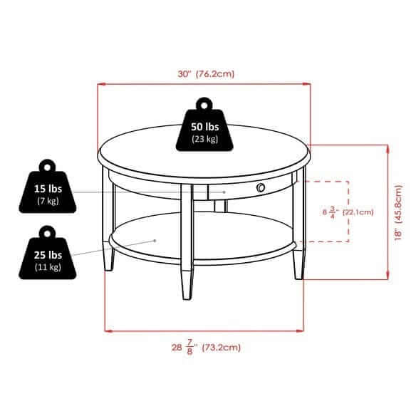 Winsome Wood Concord Walnut Round Coffee Table 94231