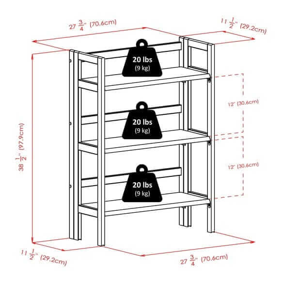 Winsome Wood Torino 3-Pc Storage Shelf w/ 2 Foldable Fabric Baskets 94395