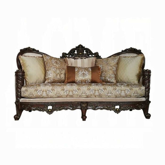 ACME Devayne  Fabric & Dark Walnut Sofa w/6 Pillows 50685