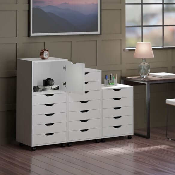 Halifax 3-Pc White Multi-Drawer Storage Cabinet Set 10395