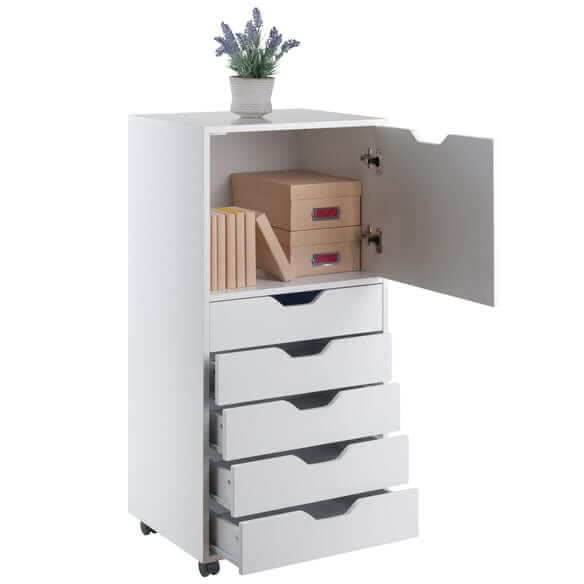 Halifax 5 Drawer White Storage Mobile Cabinet 10616