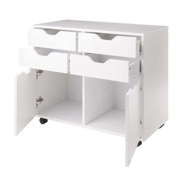 Winsome Halifax 2-Door, 4-Drawer White Mobile Cabinet 10622