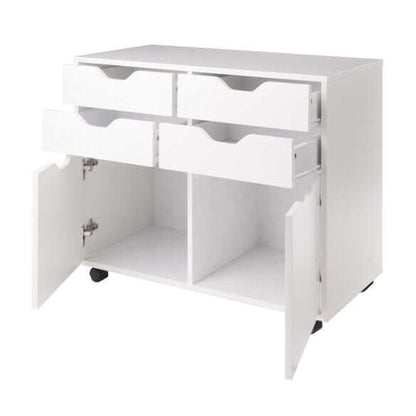 Winsome Halifax 2-Door, 4-Drawer White Mobile Cabinet 10622
