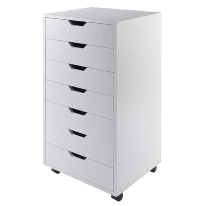Winsome Halifax 7-Drawer White Mobile Cabinet 10792