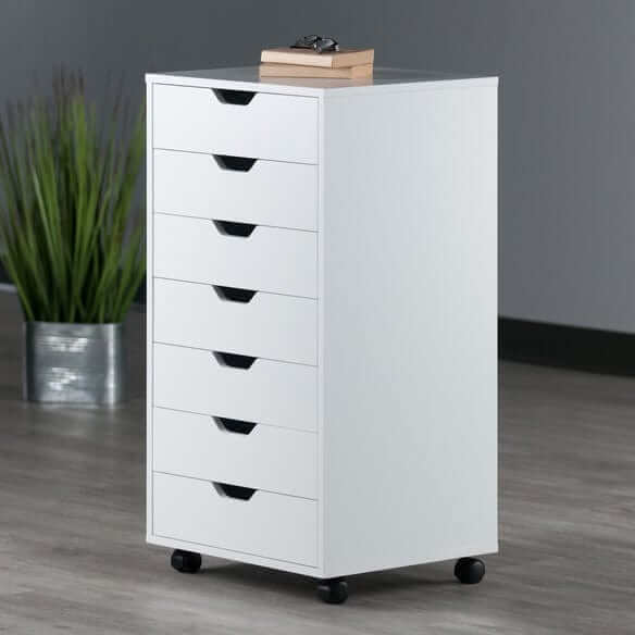 Winsome Halifax 7-Drawer White Mobile Cabinet 10792