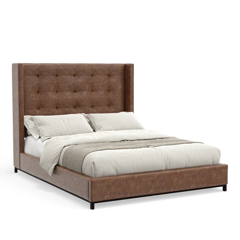 Alpine Furniture Mundo Brown Upholstered California King Platform Bed 1196CK