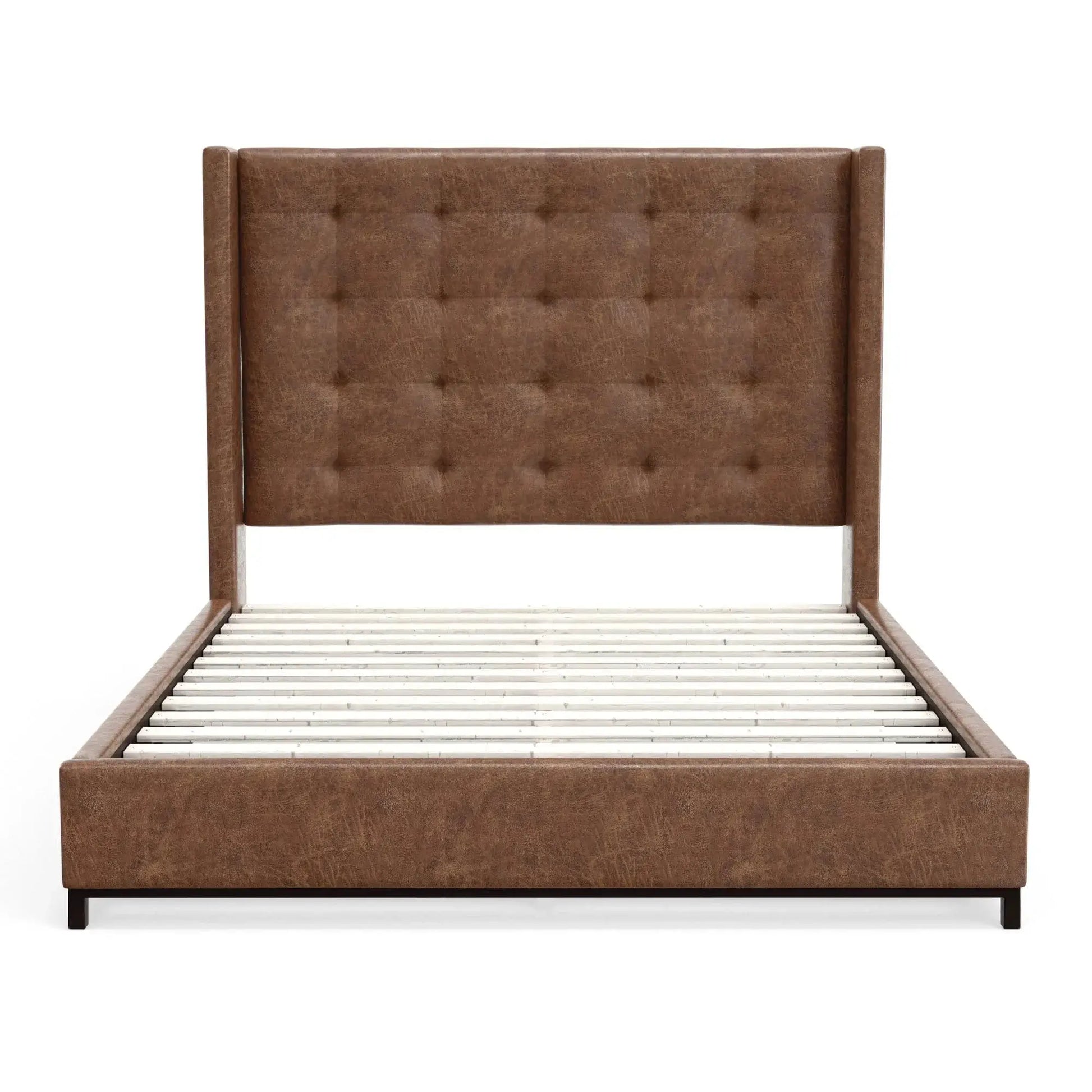 Alpine Furniture Mundo Brown Upholstered California King Platform Bed 1196CK