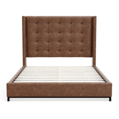 Alpine Furniture Mundo Brown Upholstered California King Platform Bed 1196CK