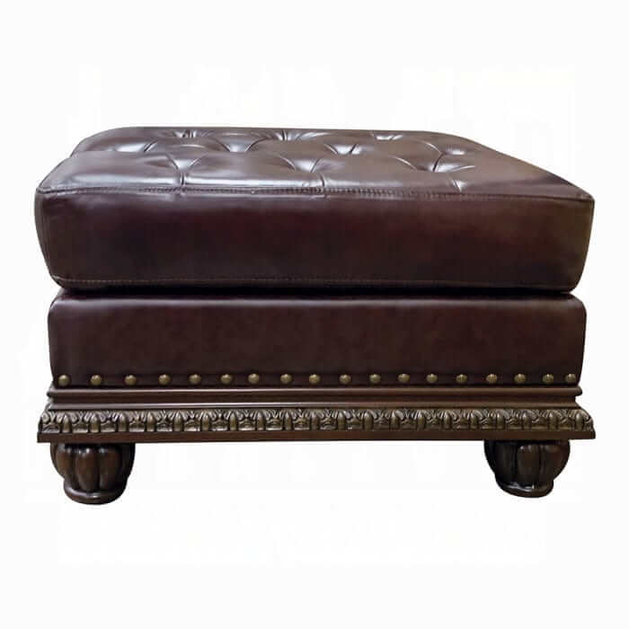 ACME Anondale Espresso Top Grain Leather Match Ottoman 15034