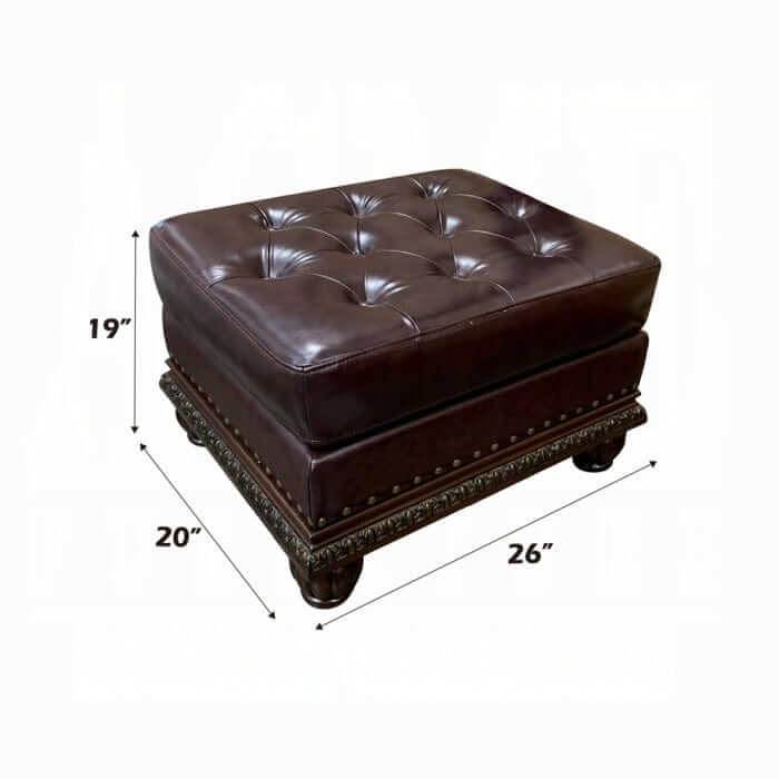 ACME Anondale Espresso Top Grain Leather Match Ottoman 15034