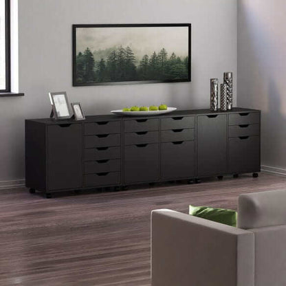 Winsome Halifax 3-Pc Black Cabinet Set with File Drawer 20361