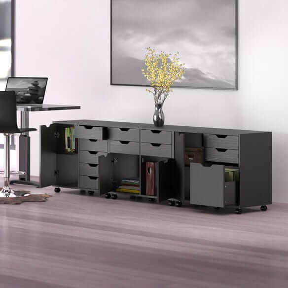 Winsome Halifax 3-Pc Black Cabinet Set with File Drawer 20361