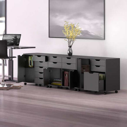 Winsome Halifax 3-Pc Black Cabinet Set with File Drawer 20361