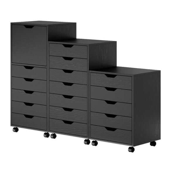 Winsome Halifax 3-Pc Black Multi-Drawer Storage Cabinet Set 20395