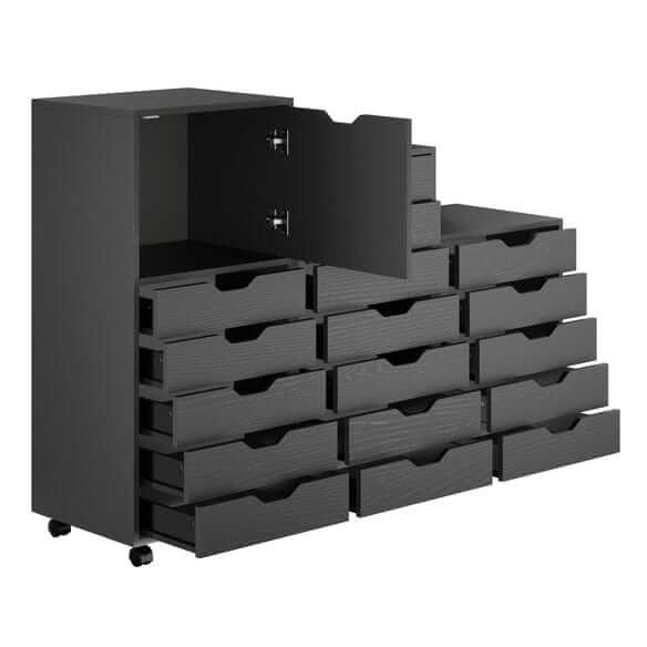 Winsome Halifax 3-Pc Black Multi-Drawer Storage Cabinet Set 20395