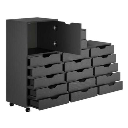 Winsome Halifax 3-Pc Black Multi-Drawer Storage Cabinet Set 20395