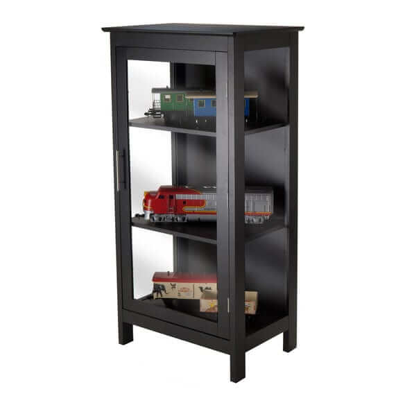 Winsome Wood Poppy Black Display Cabinet w/Glass Door 20523