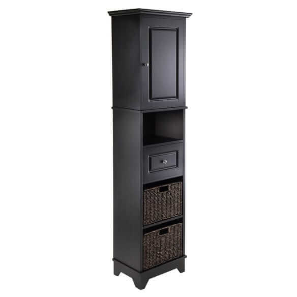 Winsome Wyatt Blk & Chocolate 3-Pc Storage Cabinet w/ 2 Foldable Baskets 20618