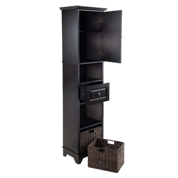 Winsome Wyatt Blk & Chocolate 3-Pc Storage Cabinet w/ 2 Foldable Baskets 20618