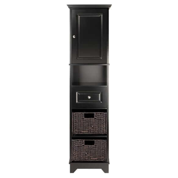 Winsome Wyatt Blk & Chocolate 3-Pc Storage Cabinet w/ 2 Foldable Baskets 20618