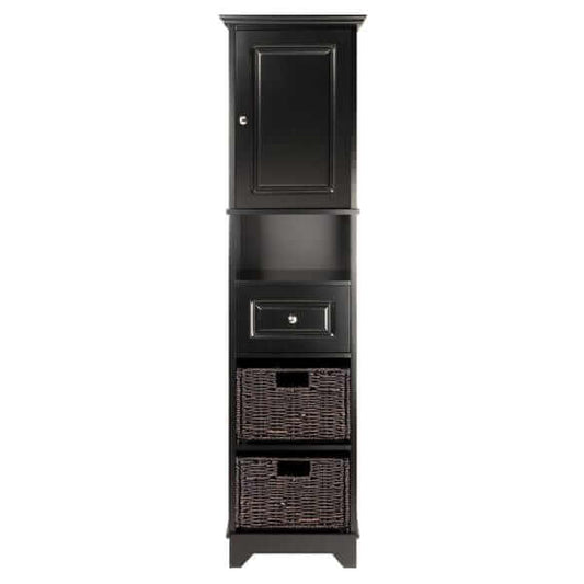 Winsome Wyatt Blk & Chocolate 3-Pc Storage Cabinet w/ 2 Foldable Baskets 20618