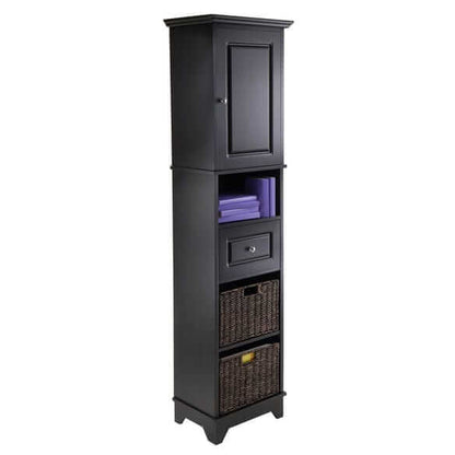 Winsome Wyatt Blk & Chocolate 3-Pc Storage Cabinet w/ 2 Foldable Baskets 20618