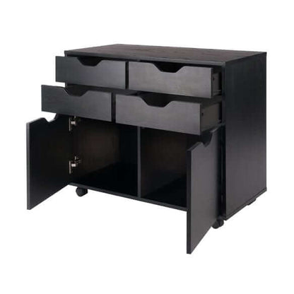 Winsome Halifax 2-Door, 4-Drawer Black Mobile Cabinet 20622