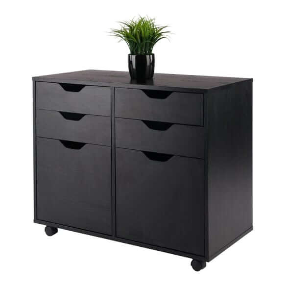 Winsome Halifax 2-Door, 4-Drawer Black Mobile Cabinet 20622